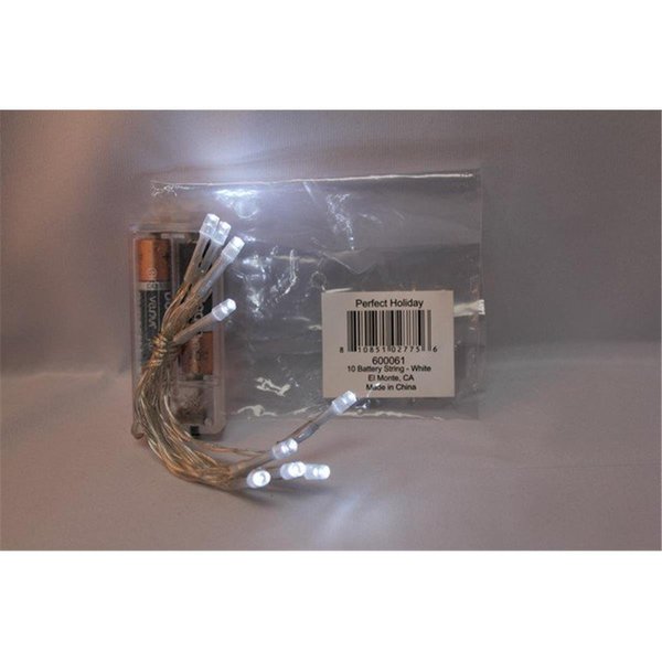 Perfect Holiday Battery Operated 10 LED String Light White 600061